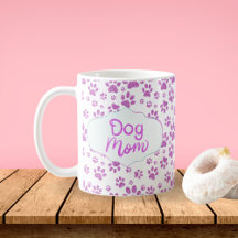 Lila Glitter Hund Mamma Tass avtryck