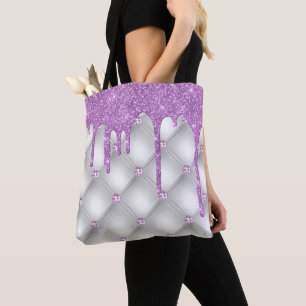 Lila Glitter judels Silver Metallic Tygkasse