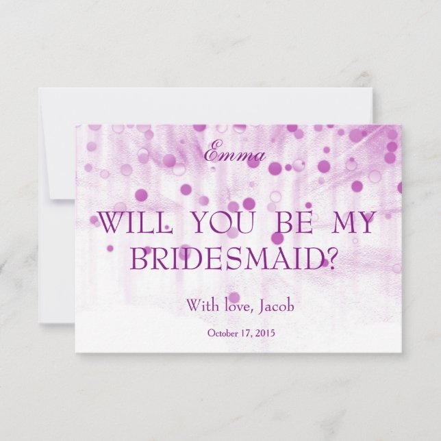 Lila Glitter kommer du att bli min bridesmaid Inbjudningar (Framsida)