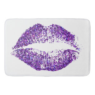 Lila Glitter Läppar #3 Badrumsmatta