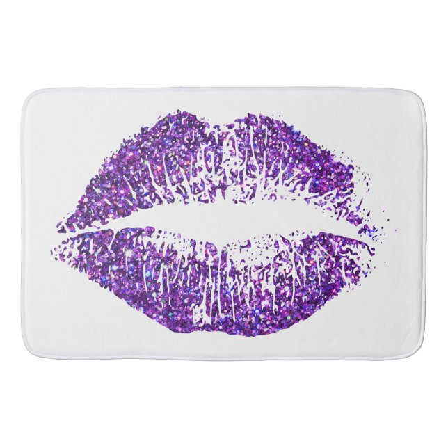 Lila Glitter Läppar #3 Badrumsmatta (Framsidan)