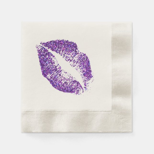 Lila Glitter Läppar #3 Pappersservett (Framsidan)