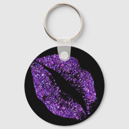 Lila Glitter Läppar Nyckelring