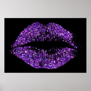 Lila Glitter Läppar Poster