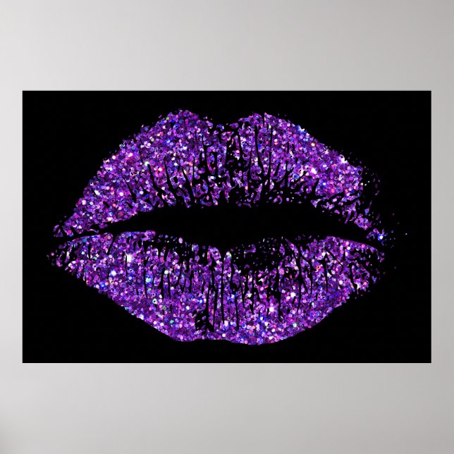 Lila Glitter Läppar Poster (Framsidan)