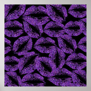 Lila Glitter Läppar Poster