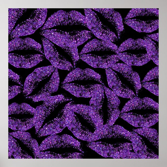 Lila Glitter Läppar Poster (Framsidan)