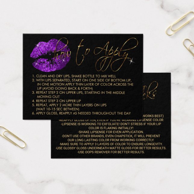 Lila Glitter Läppar - Tillämpning Visitkort (Kontor)