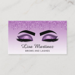 Lila Glitter Lash Brow Beauty Affärskort Visitkort