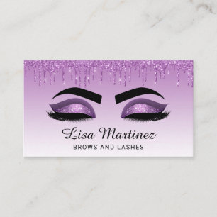Lila Glitter Lash Brow Beauty Affärskort Visitkort