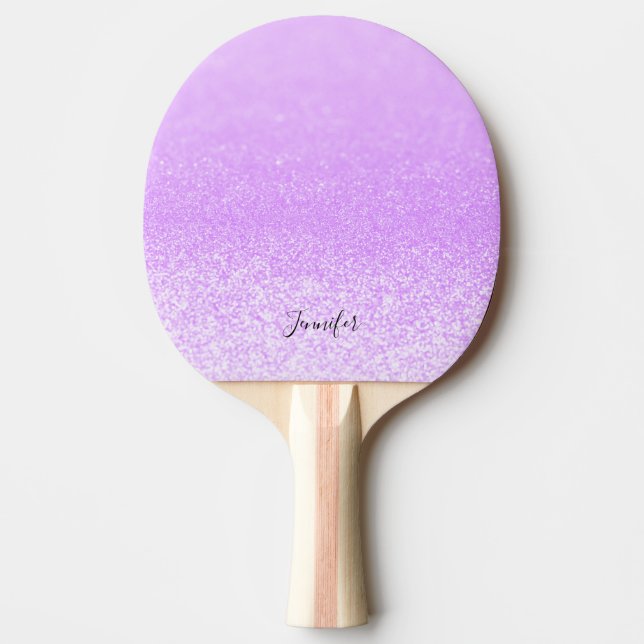 Lila Glitter Ljus Personlig Pingisracket (Framsidan)