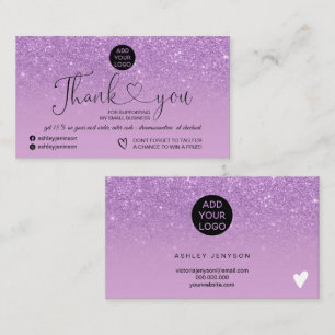 Lila glitter logotyp-miniatyrdiagram tack visitkort