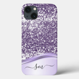 Lila glitter look monogram initialer