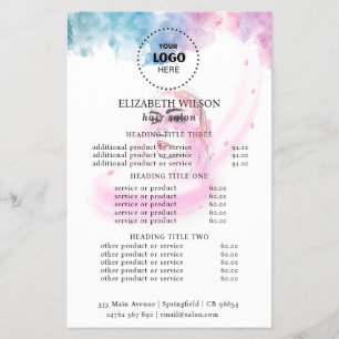 Lila glitter lyx dropp salong flygblad