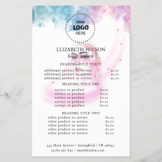 Lila glitter lyx dropp salong flygblad