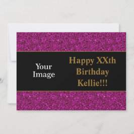 Lila Glitter med Födelsedagsfesten Message Photo Inbjudningar