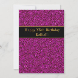 Lila Glitter med meddelandeFödelsedagsfest Inbjudningar
