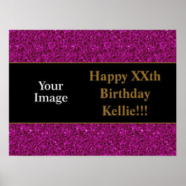 Lila Glitter med meddelandefoto på födelsedagen Po Poster