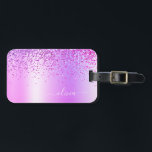Lila glitter metallmonogramnamn bagagebricka<br><div class="desc">Lila falsk folie metallisk glans glitter borstat metallmonogramnamn och initial bagage- eller resväskemärke. Detta gör den perfekta söt 16-årspresenten,  bröllop,  bröllopsfest,  årsdag,  baby shower eller möhippa-gåva till någon som älskar glamourösa lyxiga och chic stilar.</div>