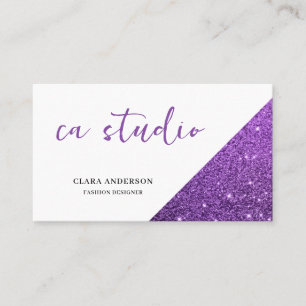 Lila Glitter Monogram Affärskort Visitkort