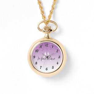 Lila Glitter Monogram Armbandsur