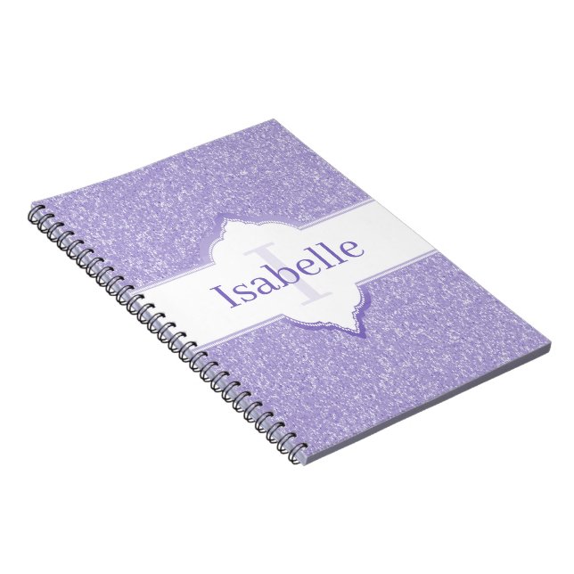 Lila Glitter Monogram bärbar dator Anteckningsbok (Högra Sidan)