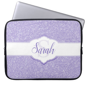 Lila Glitter Monogram Laptop sleeve
