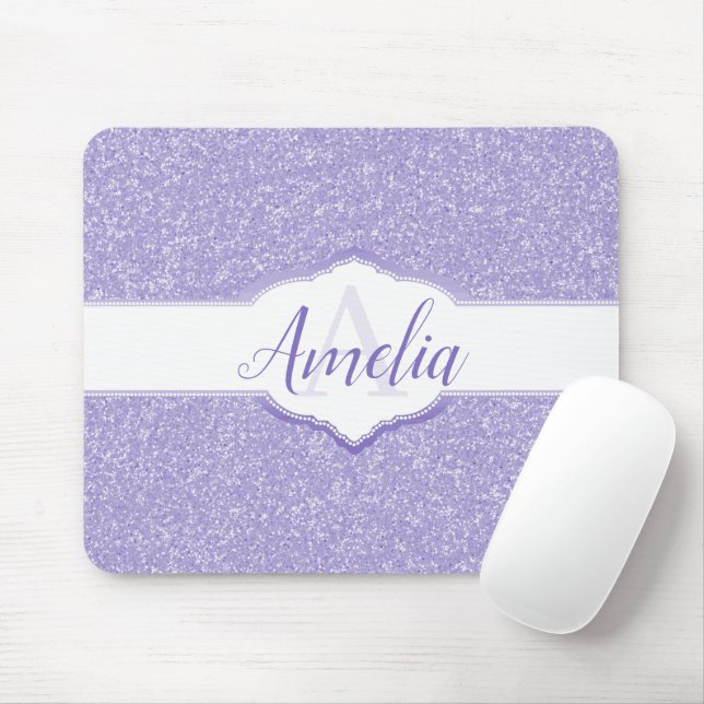 Lila Glitter Monogram muspekare Musmatta (Med mus)