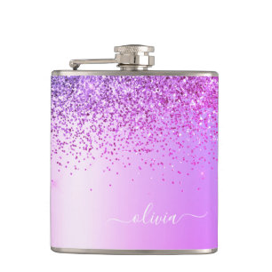 Lila Glitter Monogram Namn Luxury Girly Fickplunta