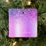 Lila Glitter Monogram Namn Luxury Girly Julgransprydnad Keramik<br><div class="desc">Lila Faux Foil Metallic Gnistra Glitter Brushed Metall Monogram Namn jul Ornament. Det gör perfekten söt 16-årsjubileum,  bröllop,  möhippa,  årsdag,  babydusch eller bachelorette-fest för någon som glam lyxen och chic stilar i kärlek.</div>