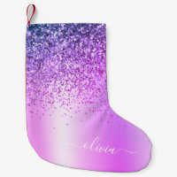 Lila Glitter Monogram Namn Luxury Girly