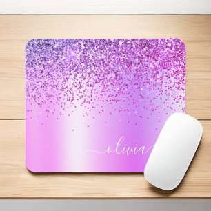 Lila Glitter Monogram Namn Luxury Girly Musmatta