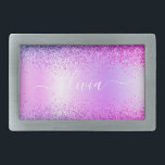 Lila Glitter Monogram Namn Modern för Metall<br><div class="desc">Lila Faux Foil Metallic Gnistra Glitter Brushed Metall Monogram Namn Bälte Buckle. Detta gör perfekt studenten,  söt 16 16,  18,  21,  30,  40,  50,  60,  70,  80,  90:e,  100-årsdag,  bröllop,  möhippa,  årsdag,  babydusch eller bachelorette-gåva till någon som glam lyx och chic stilar.</div>