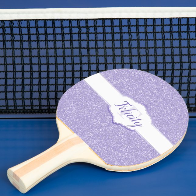 Lila Glitter Monogram Ping Pong Paddle Pingisracket (Insitu)