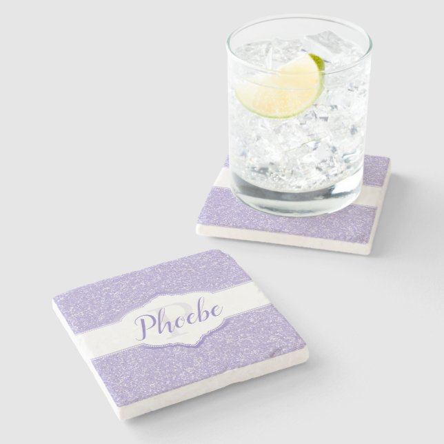 Lila Glitter Monogram Underlägg (Sidan)