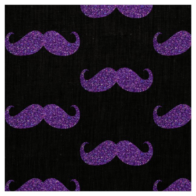 Lila Glitter Mustache Tyg (Provkarta)