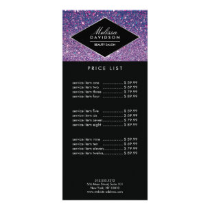 Lila Glitter och Glamor Beauty Reklamkort
