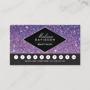 Lila Glitter och Glamor Salon Loyalty Card Lojalitetskort