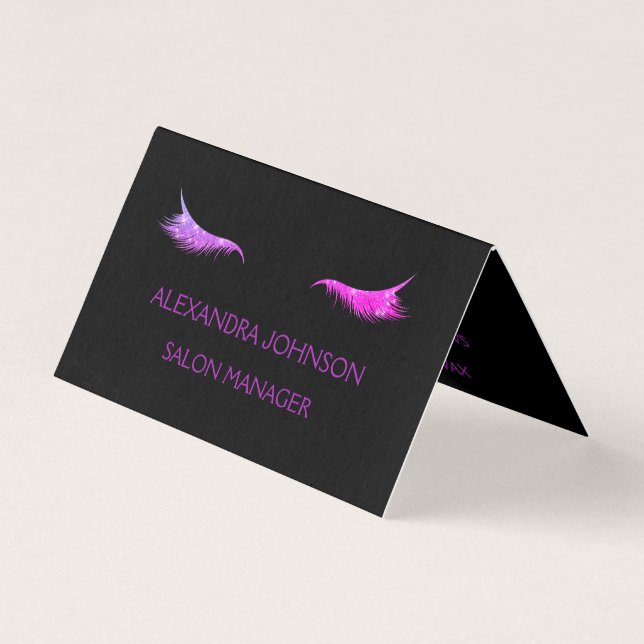 Lila Glitter och Gnistra Eyelash Extension Visitkort (Framsida)