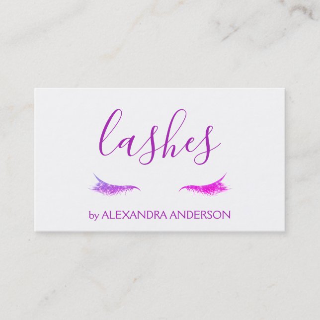 Lila Glitter och Gnistra Eyelash Extension Visitkort (Framsida)
