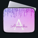 Lila Glitter och Gnistra Monogram Laptop Fodral<br><div class="desc">Lila Faux Dripping Glitter och Gnistra Elegant Monogram Fodral. Fodral kan anpassas så att det omfattar ditt första och första namn.</div>