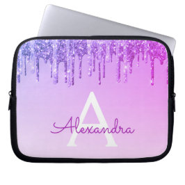 Lila Glitter och Gnistra Monogram Laptop Fodral