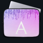 Lila Glitter och Gnistra Monogram Laptop Fodral<br><div class="desc">Lila Faux Dripping Glitter och Gnistra Elegant Monogram Fodral. Fodral kan anpassas så att det omfattar ditt första och första namn.</div>