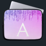 Lila Glitter och Gnistra Monogram Laptop Fodral<br><div class="desc">Lila Faux Dripping Glitter och Gnistra Elegant Monogram Fodral. Fodral kan anpassas så att det omfattar ditt första och första namn.</div>