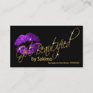 Lila Glitter och Guld Läppar - Anpassningsbar Visitkort