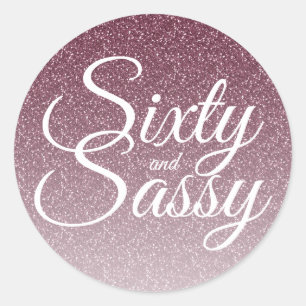 Lila Glitter Ombre 60 och Sassy 60:e födelsedagen Runt Klistermärke