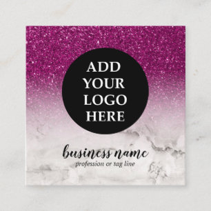 Lila Glitter Ombre Cursive Your Logotyp social iko Fyrkantigt Visitkort