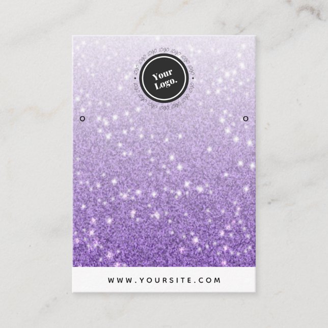 Lila Glitter Ombre Glam Jewelry Earrings Visning Visitkort (Framsida)