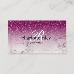 Lila Glitter Ombre Monogram Marble Salon Makeup Visitkort
