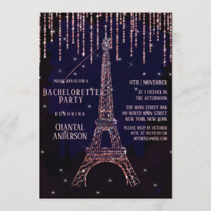 Lila Glitter Paris Eiffel Torn Bachelorette Inbjudningar
